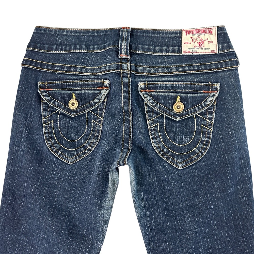 True Religion Billy Straight Jeans Womens 28 Blue Low Rise Flap Pockets 29x31